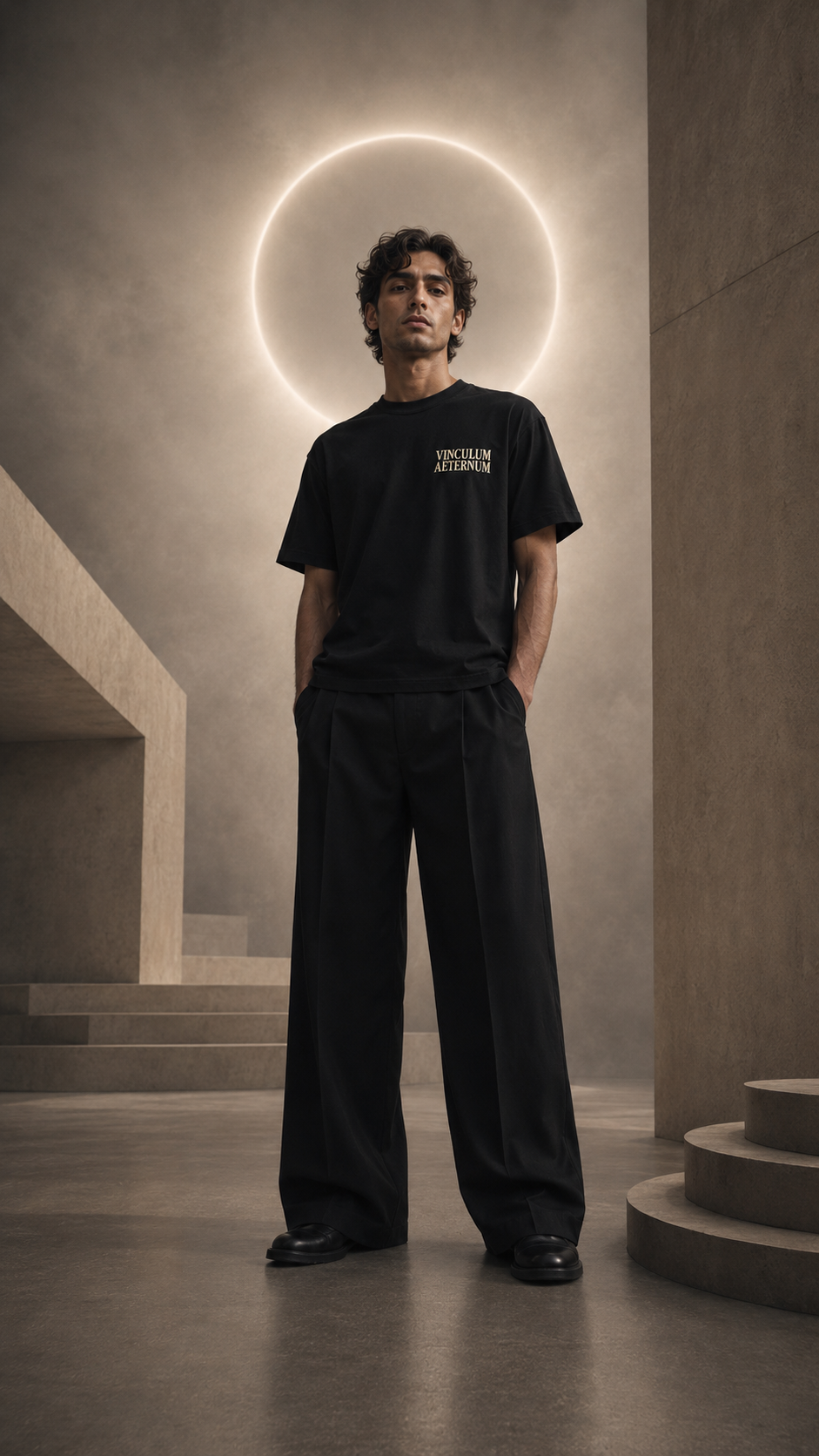 Vinculum Aeternum Tee, vista frontal con lettering champagne al pecho